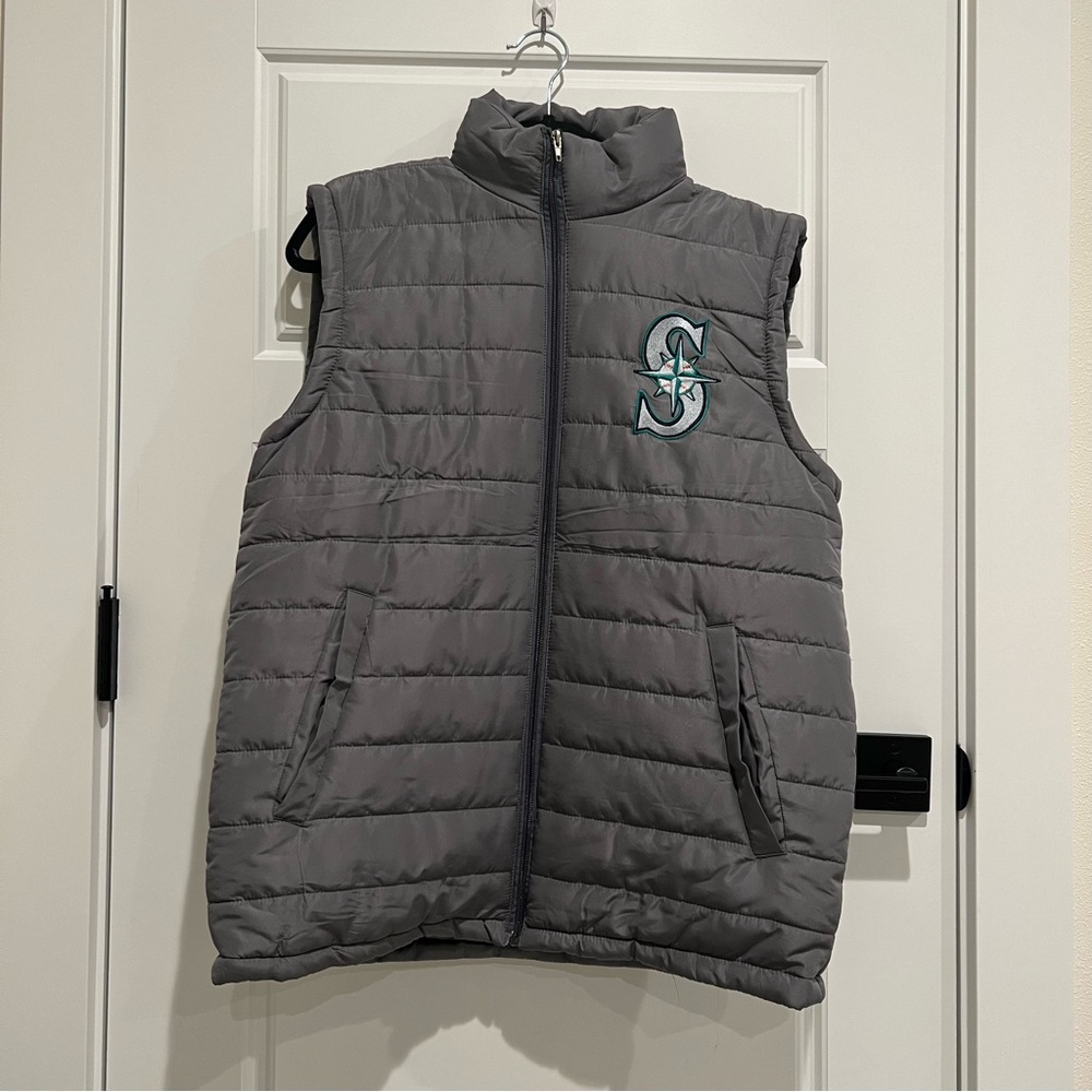 Seattle Mariners MLB Grey Puffer Raincoat Vest